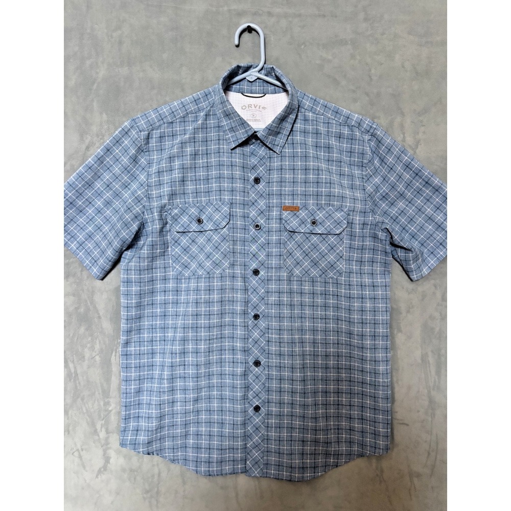 Orvis Classic Shirt Collection Mens Blue Plaid Short Sleeve Button Down  Size M